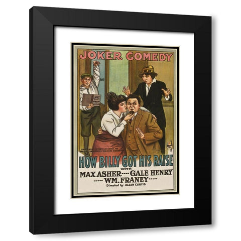 Movie Poster: How Billy Got His Raise Black Modern Wood Framed Art Print with Double Matting by Illustrator, Unknown 20th Century American