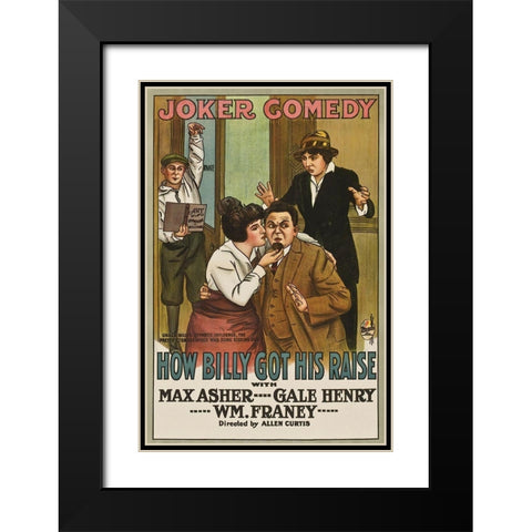 Movie Poster: How Billy Got His Raise Black Modern Wood Framed Art Print with Double Matting by Illustrator, Unknown 20th Century American