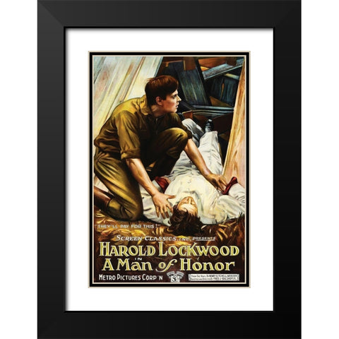 Movie Poster: Harold Lockwood - A Man of Honor Black Modern Wood Framed Art Print with Double Matting by Illustrator, Unknown 20th Century American