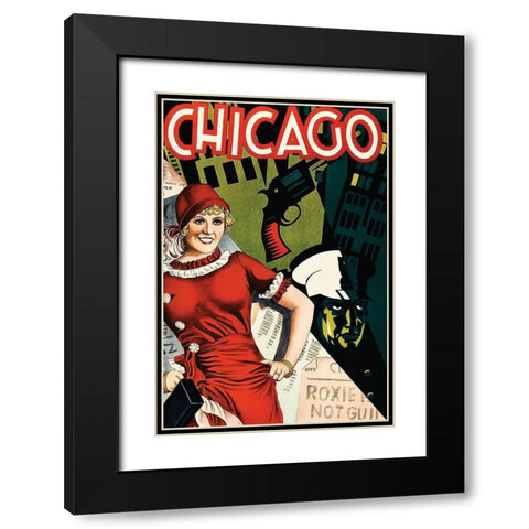 Movie Poster: Chicago Black Modern Wood Framed Art Print with Double Matting by Illustrator, Unknown 20th Century American