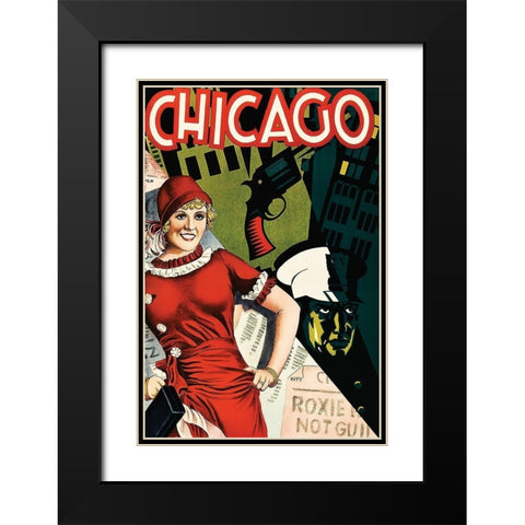 Movie Poster: Chicago Black Modern Wood Framed Art Print with Double Matting by Illustrator, Unknown 20th Century American