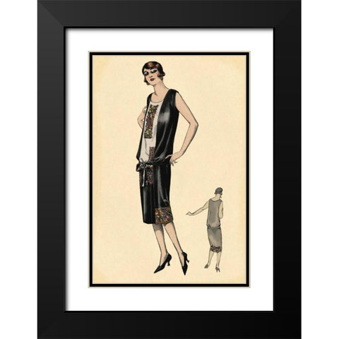 Elegance in Black Black Modern Wood Framed Art Print with Double Matting by Vintage Fashion