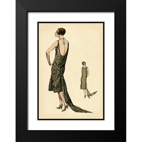 In Pearls Black Modern Wood Framed Art Print with Double Matting by Vintage Fashion