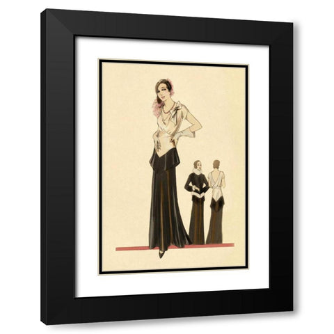 Eveningwear in Black and White Black Modern Wood Framed Art Print with Double Matting by Vintage Fashion