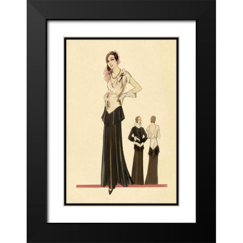Eveningwear in Black and White Black Modern Wood Framed Art Print with Double Matting by Vintage Fashion