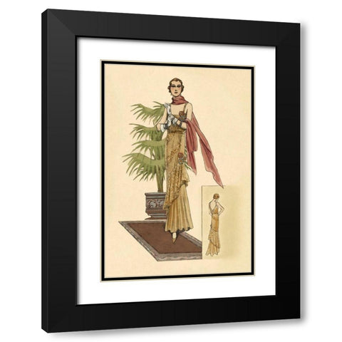 Summer Dress with Pink Wrap Black Modern Wood Framed Art Print with Double Matting by Vintage Fashion