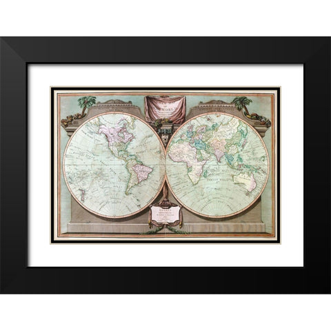Imperial Sheet Atlas Black Modern Wood Framed Art Print with Double Matting by Robert Laurie and James Whittle,