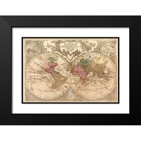 World Map Prepared for then French King Black Modern Wood Framed Art Print with Double Matting by De LIsle, Guillaume