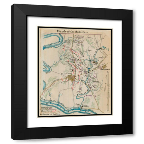 Battle of Antietam or Sharpsburg #1 Black Modern Wood Framed Art Print with Double Matting by Unknown