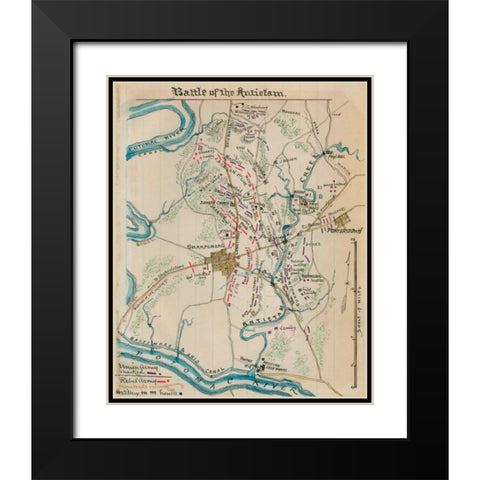 Battle of Antietam or Sharpsburg #1 Black Modern Wood Framed Art Print with Double Matting by Unknown