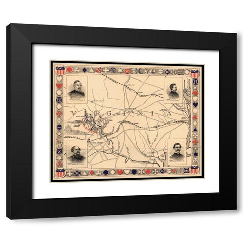 First Battle of Bull Run - Manassas Black Modern Wood Framed Art Print with Double Matting by Unknown