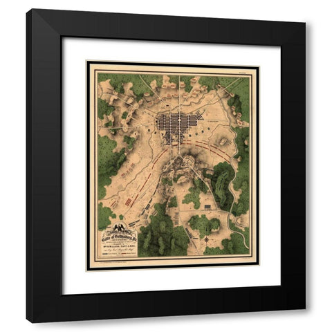 Battle of Gettysburg #2 Black Modern Wood Framed Art Print with Double Matting by Unknown