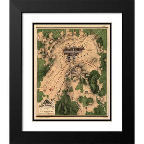 Battle of Gettysburg #2 Black Modern Wood Framed Art Print with Double Matting by Unknown