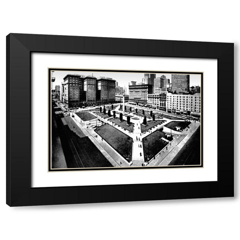 Union Square, San Francisco, CA Black Modern Wood Framed Art Print with Double Matting by Vintage San Francisco