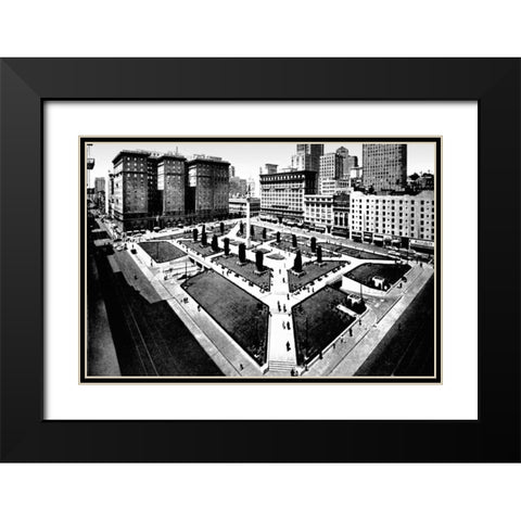 Union Square, San Francisco, CA Black Modern Wood Framed Art Print with Double Matting by Vintage San Francisco