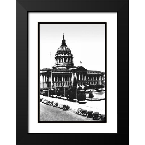 City Hall, San Francisco, CA Black Modern Wood Framed Art Print with Double Matting by Vintage San Francisco