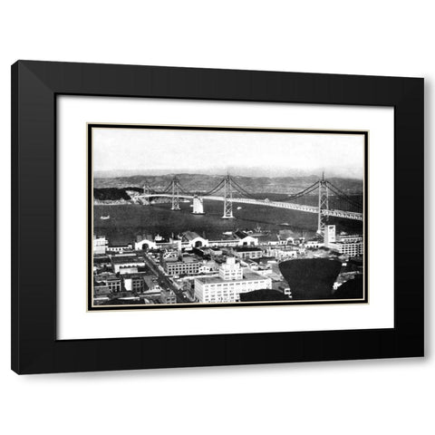 Oakland Bay Bridge, San Francisco, CA #2 Black Modern Wood Framed Art Print with Double Matting by Vintage San Francisco
