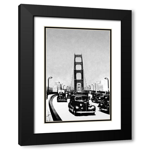 The Golden Gate Bridge, San Francisco, CA Black Modern Wood Framed Art Print with Double Matting by Vintage San Francisco