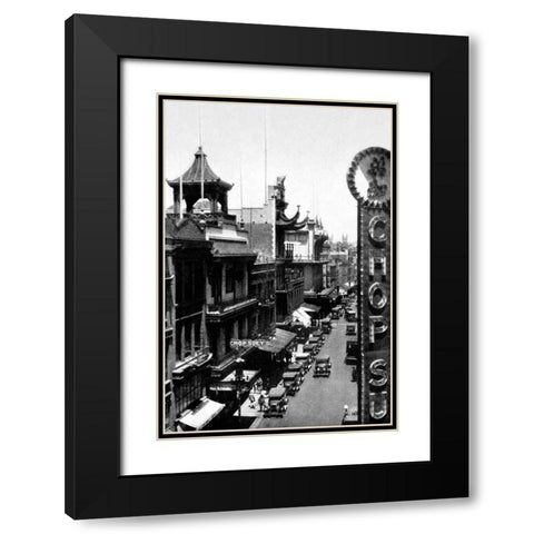 Chinatown, San Francisco, CA Black Modern Wood Framed Art Print with Double Matting by Vintage San Francisco