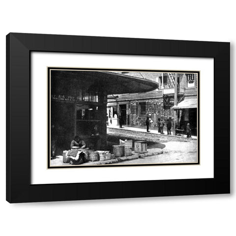 Old Chinatown, San Francisco, CA Black Modern Wood Framed Art Print with Double Matting by Vintage San Francisco