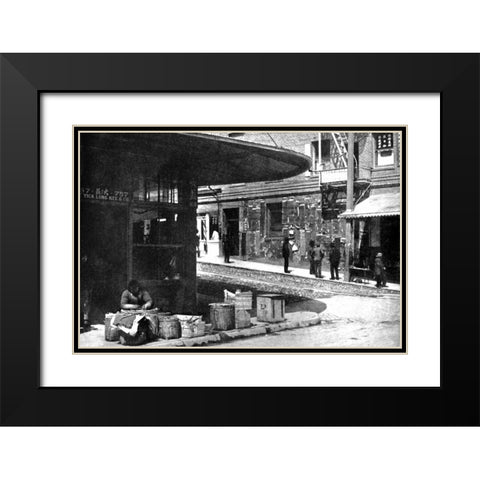 Old Chinatown, San Francisco, CA Black Modern Wood Framed Art Print with Double Matting by Vintage San Francisco