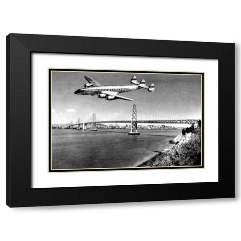 Leaving San Francisco Black Modern Wood Framed Art Print with Double Matting by Vintage San Francisco