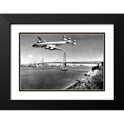 Leaving San Francisco Black Modern Wood Framed Art Print with Double Matting by Vintage San Francisco