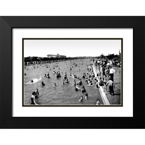 Fleishhacker Pool, San Francisco, CA Black Modern Wood Framed Art Print with Double Matting by Vintage San Francisco