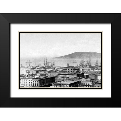 City Bay View, San Francisco, CA Black Modern Wood Framed Art Print with Double Matting by Vintage San Francisco