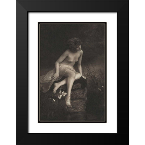 Beside the Pond Black Modern Wood Framed Art Print with Double Matting by Vintage Nudes