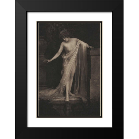 Beside the Swimming Pool Black Modern Wood Framed Art Print with Double Matting by Vintage Nudes