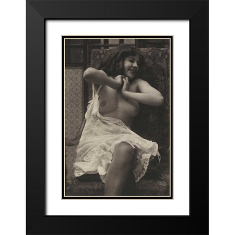Sudden Joy Black Modern Wood Framed Art Print with Double Matting by Vintage Nudes