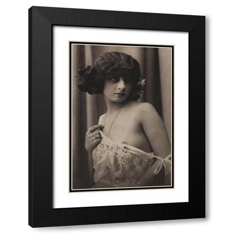 Shyness Overcome Black Modern Wood Framed Art Print with Double Matting by Vintage Nudes