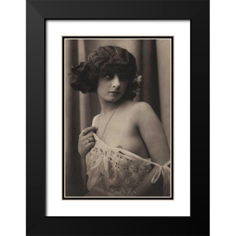 Shyness Overcome Black Modern Wood Framed Art Print with Double Matting by Vintage Nudes