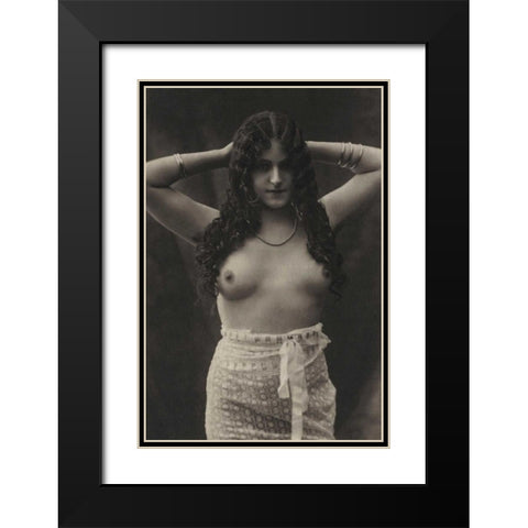 Necklace and Bracelets Black Modern Wood Framed Art Print with Double Matting by Vintage Nudes