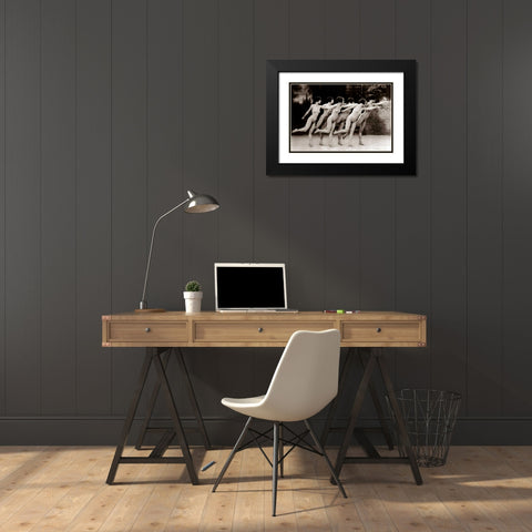 Six Nude Dancers Black Modern Wood Framed Art Print with Double Matting by Vintage Nudes