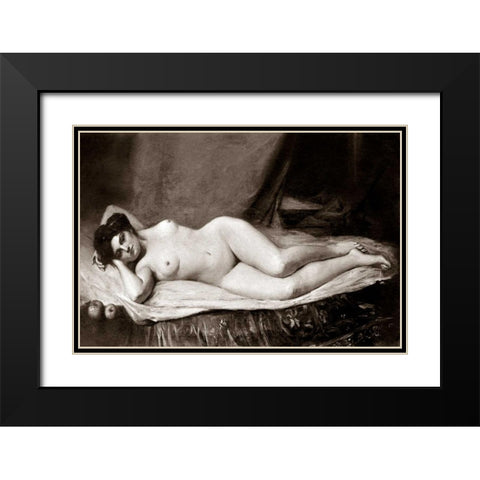 Sensuality Black Modern Wood Framed Art Print with Double Matting by Vintage Nudes
