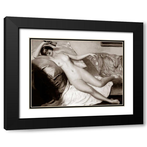 One Lazy Afternoon Black Modern Wood Framed Art Print with Double Matting by Vintage Nudes