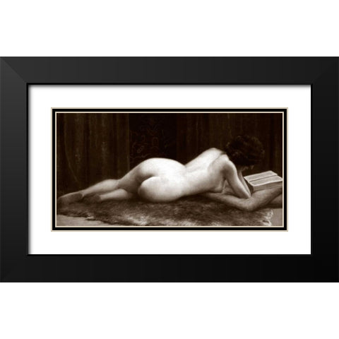 Liseuse Black Modern Wood Framed Art Print with Double Matting by Vintage Nudes