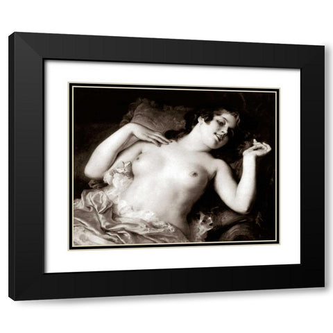 Grace Black Modern Wood Framed Art Print with Double Matting by Vintage Nudes