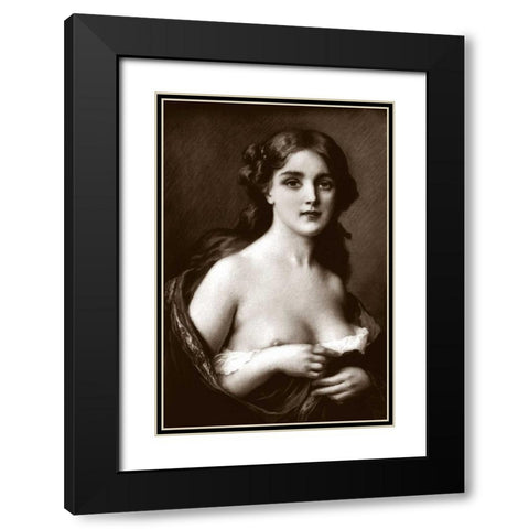 Woman as Art Black Modern Wood Framed Art Print with Double Matting by Vintage Nudes