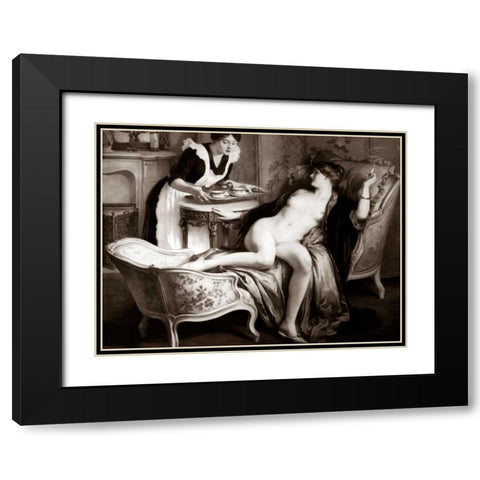 In Her Quarters Black Modern Wood Framed Art Print with Double Matting by Vintage Nudes