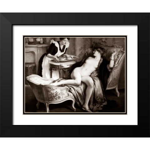 In Her Quarters Black Modern Wood Framed Art Print with Double Matting by Vintage Nudes