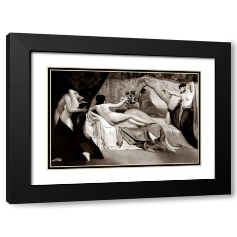 The Boudoir Black Modern Wood Framed Art Print with Double Matting by Vintage Nudes