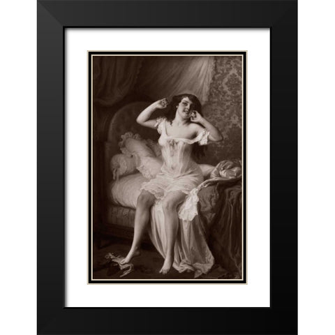 Au Lever Black Modern Wood Framed Art Print with Double Matting by Vintage Nudes
