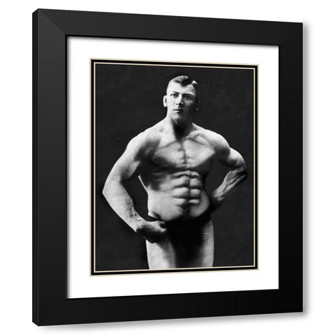 Perfect Abs Black Modern Wood Framed Art Print with Double Matting by Vintage Muscle Men