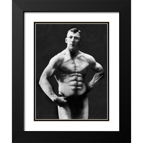 Perfect Abs Black Modern Wood Framed Art Print with Double Matting by Vintage Muscle Men