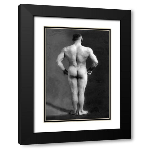Bodybuilders Back Black Modern Wood Framed Art Print with Double Matting by Vintage Muscle Men