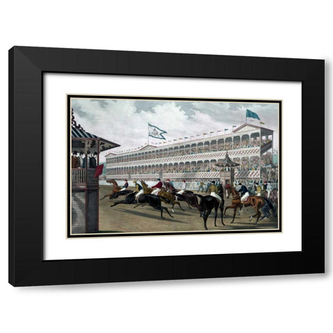 The False Start, Jerome Park, N.Y. Black Modern Wood Framed Art Print with Double Matting by Robertson, Wm. C.