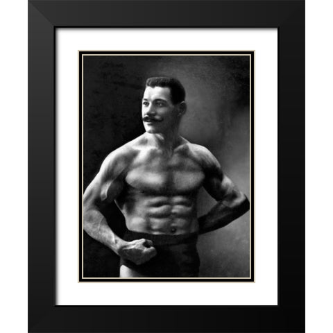Oscar the Russian Wrestler Black Modern Wood Framed Art Print with Double Matting by Vintage Wrestler